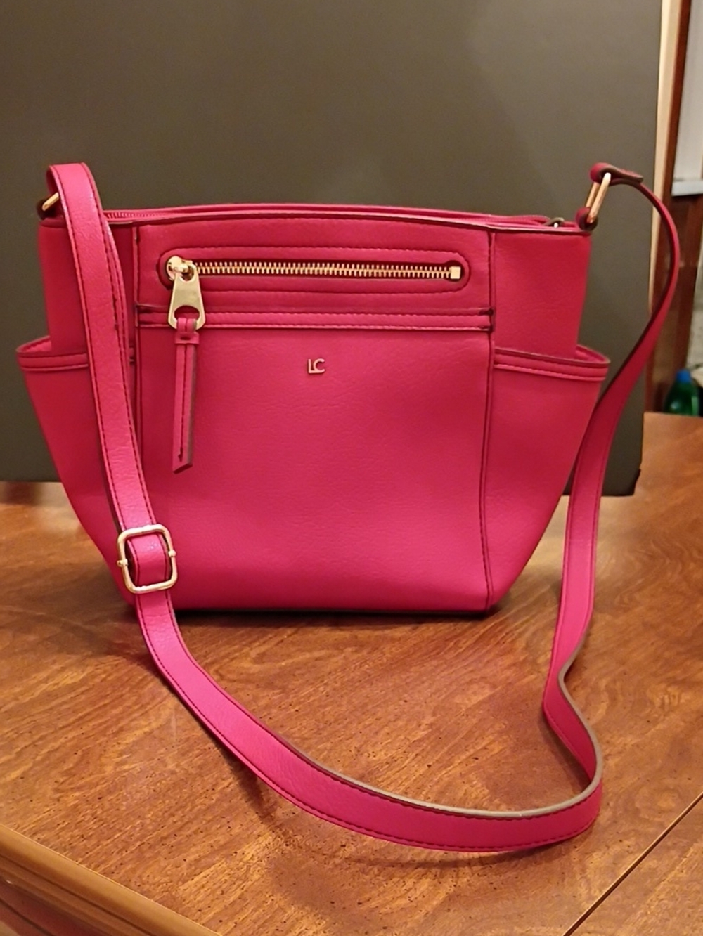 Liz Claiborne Red Lola Crossbody Bag with Gold Hardware